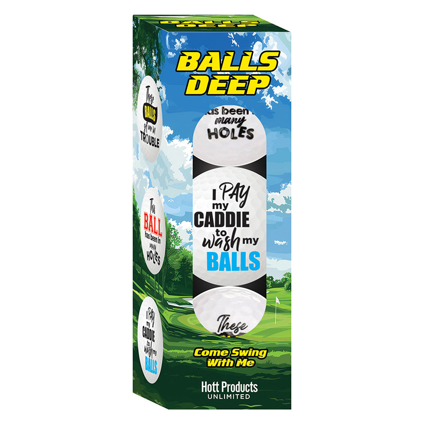 Balls Deep Funny Slogan Golf Balls Assorted Slogans 3Pk