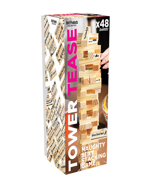 Tower Tease Naughty Sex Game w/Assorted Wooden Blocks/Sayings