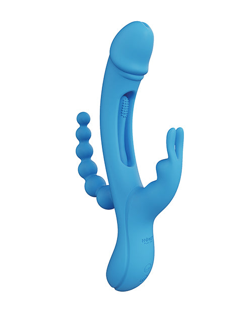 Trilux Kinky Finger Rabbit Vibrator w/Anal Beads - Blue