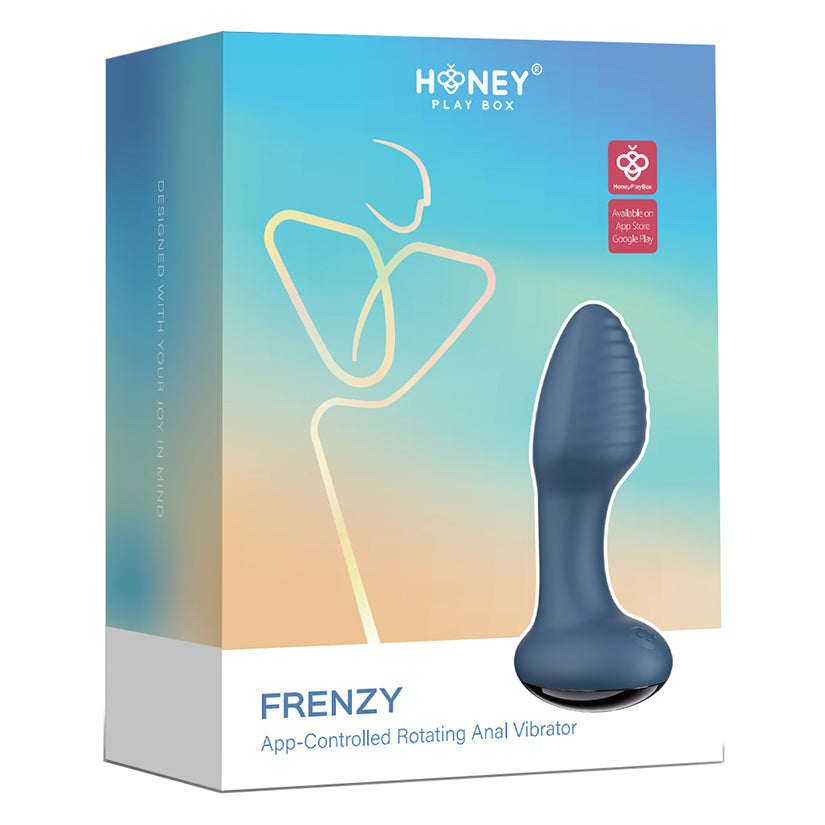 Honey Play Box Frenzy Pressure Sensing Rotating Butt Plug-Blue