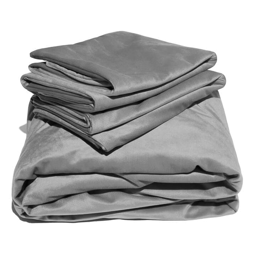 Liberator Fascinator Liquid Velvet Sheets-Q Grey [WS $140.00]