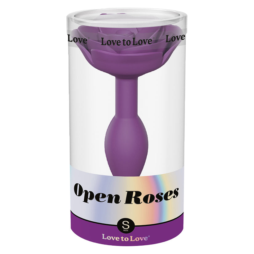 Love To Love Open Roses Silicone Butt Plug-Purple Rain SM