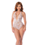Sheer Lace Halter Teddy - White L/XL