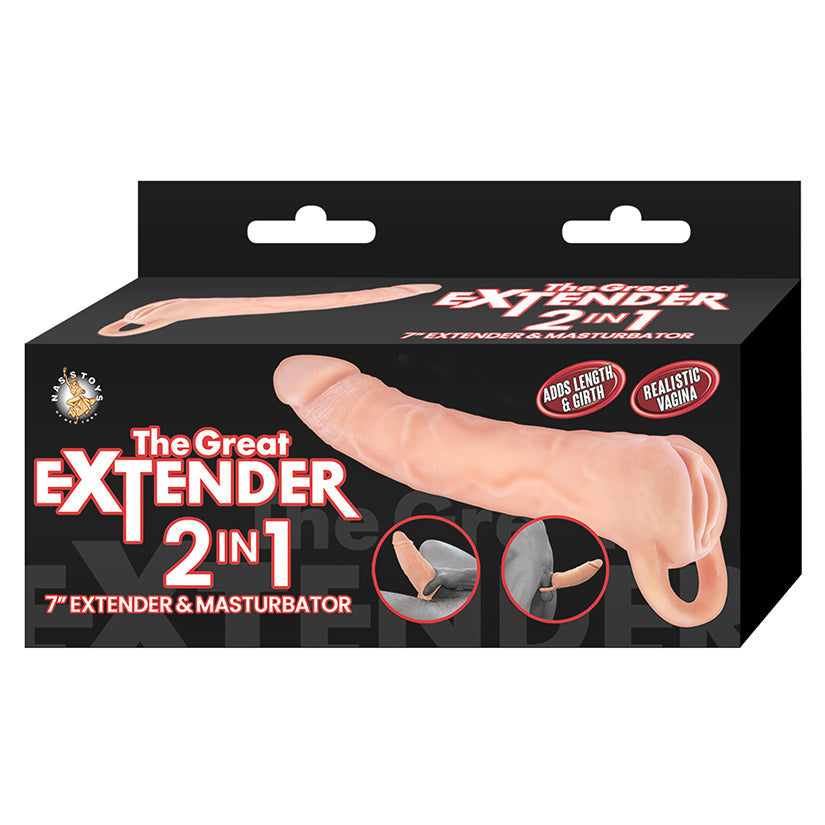 The Great Extender 2 in 1 Extender & Masturbator-White 7"