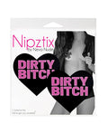 Neva Nude Dirty Bitch Heart Pasties - Black/Pink O/S