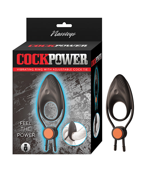 Cockpower Vibrating Ring w/Adjustable Cock Tie - Black