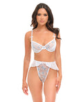 Elena Floral Embroidered 2 pc Set w/Skirted Bottom - White MD
