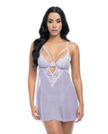 Elsie Lace & Mesh Underwire Babydoll w/G-String 2 pc Set - Brunnera Blue S/M