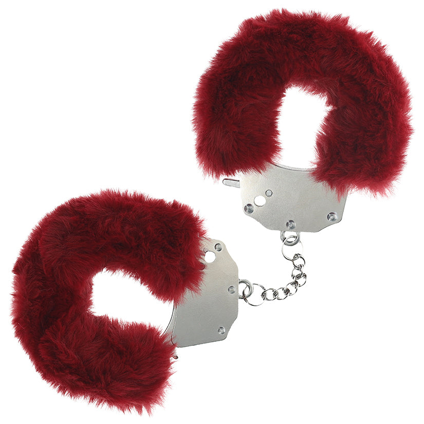 Ouch Heavy Duty Fluffy Handcuffs-Burgandy