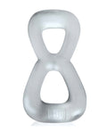 Hunky Junk Boomerang Double Ring Cockring & Nut-Tugger - Clear Steam