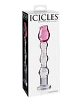 Icicles No. 12 Hand Blown Glass Massager - Clear w/Rose Tip