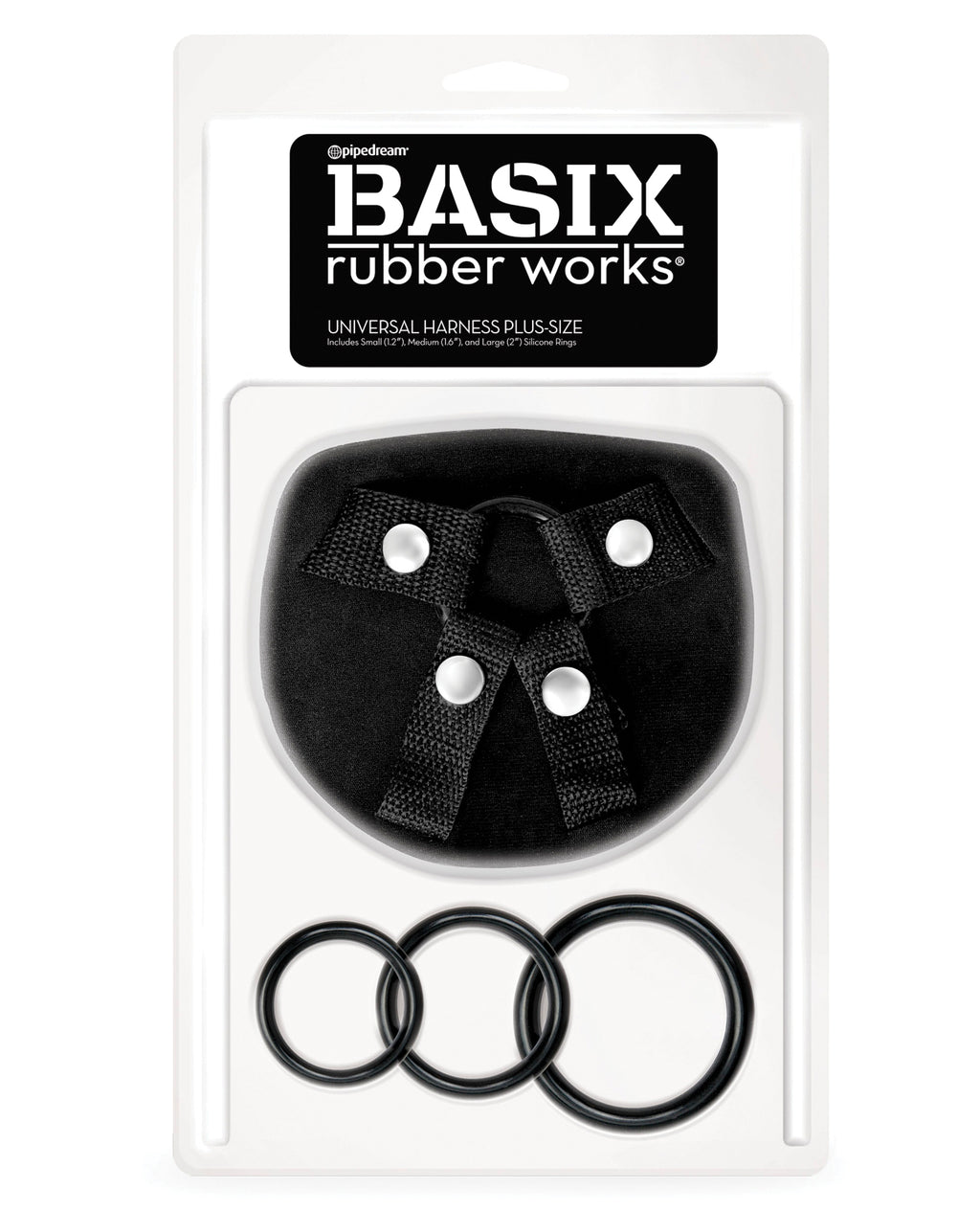 Basix Rubber Works Universal Harness Plus Size - Black
