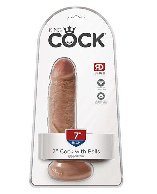 King Cock 7" Cock w/Balls - Tan