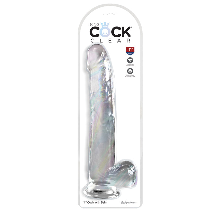 King Cock Clear with Balls-Clear 11"