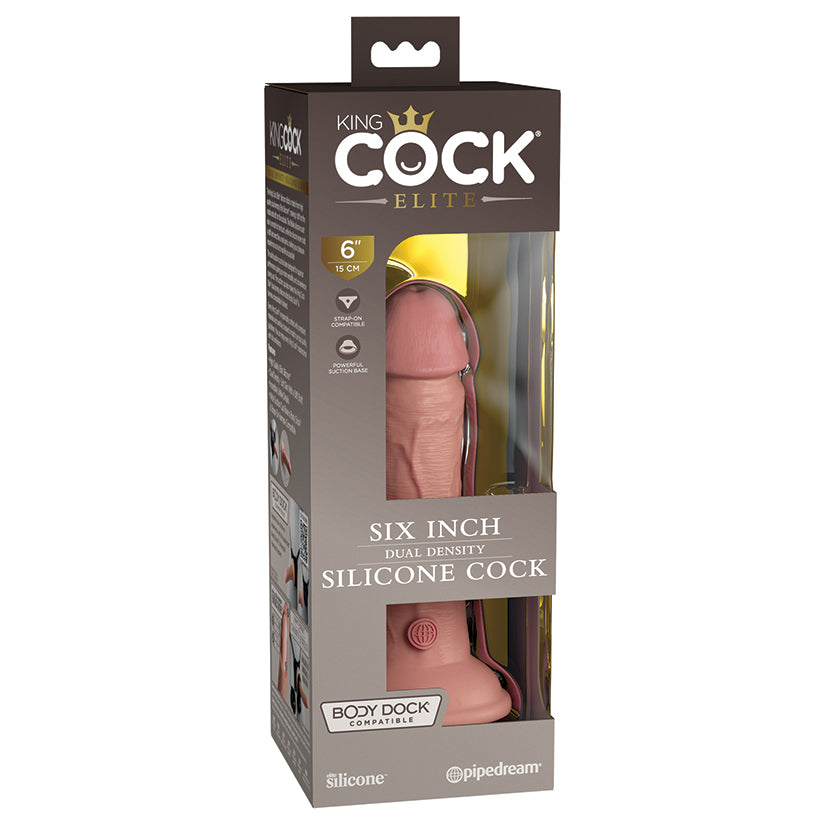King Cock Elite Dual Density Silicone Cock-Light 6"