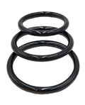 Rouge Black Stainless Steel 3 Piece Cock Ring Set - Black
