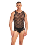 Rainbow Party Night Blaze Singlet 2 pc Set w/Thong - Black L/XL