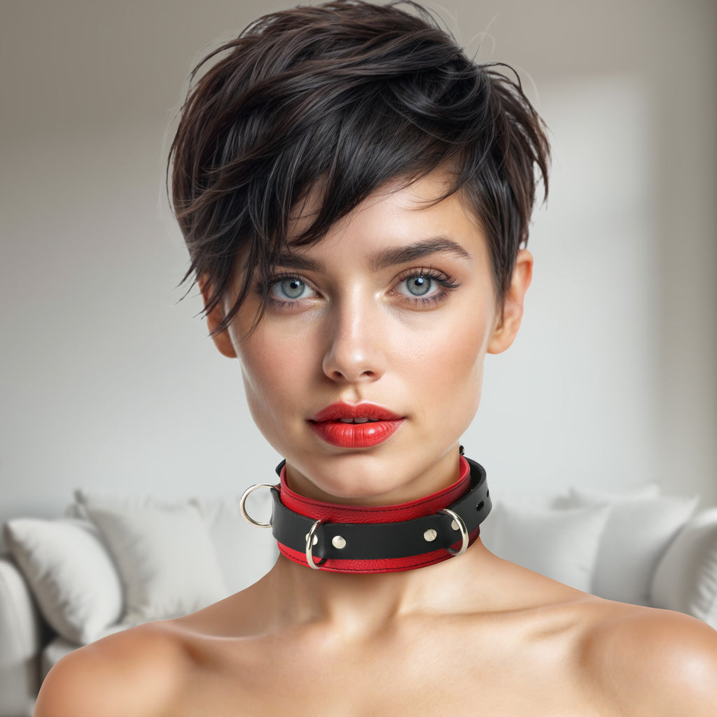 Strict Leather Deluxe Red and Black Locking Collar