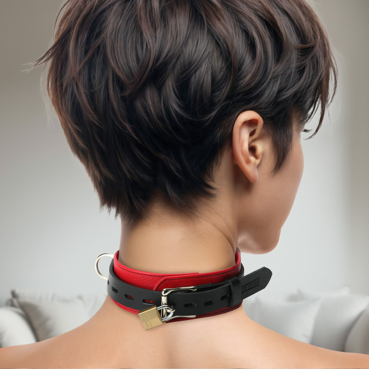 Strict Leather Deluxe Red and Black Locking Collar