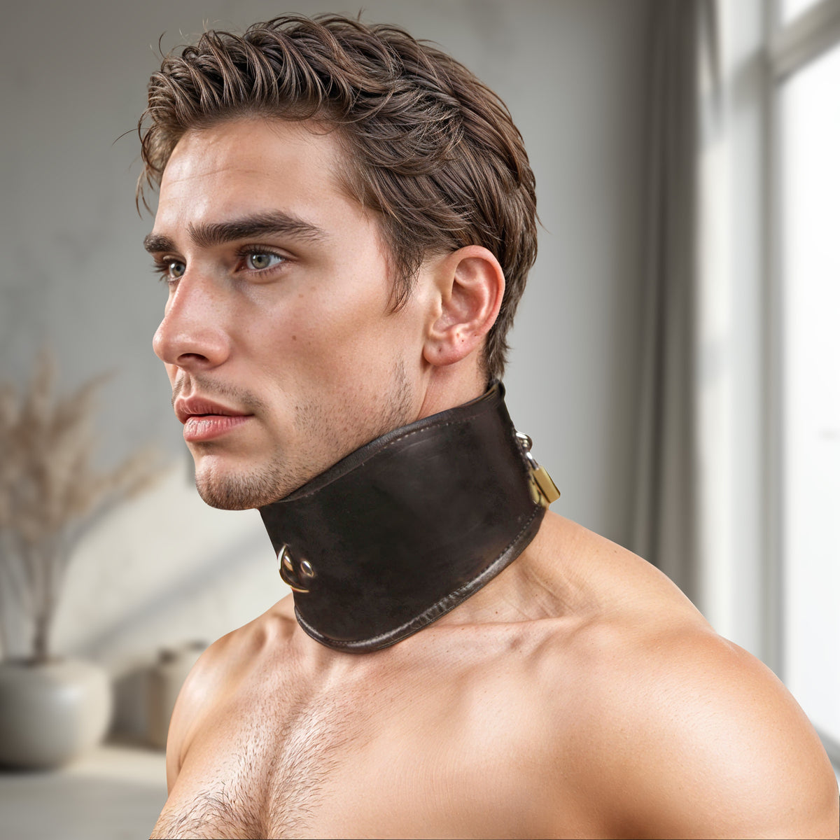 Padded Leather Locking Posture Collar