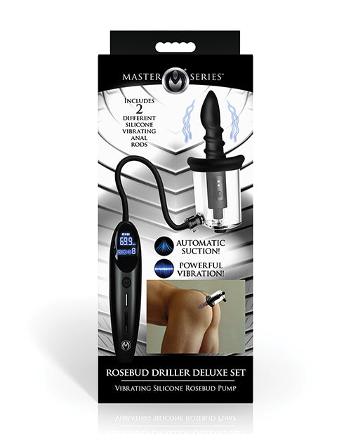 Master Series Rosebud Driller Deluxe Set Vibrating Silicone Rosebud Pump