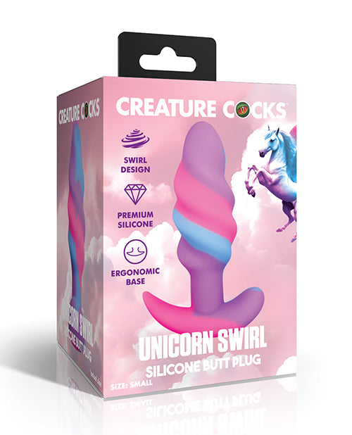 Creature Cocks - Unicorn Swirl Silicone Butt Plug - Small