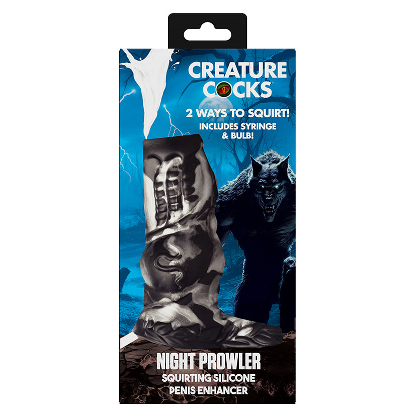 Creature Cocks Night Prowler Squirting Silicone Penis Enhancer-Silver