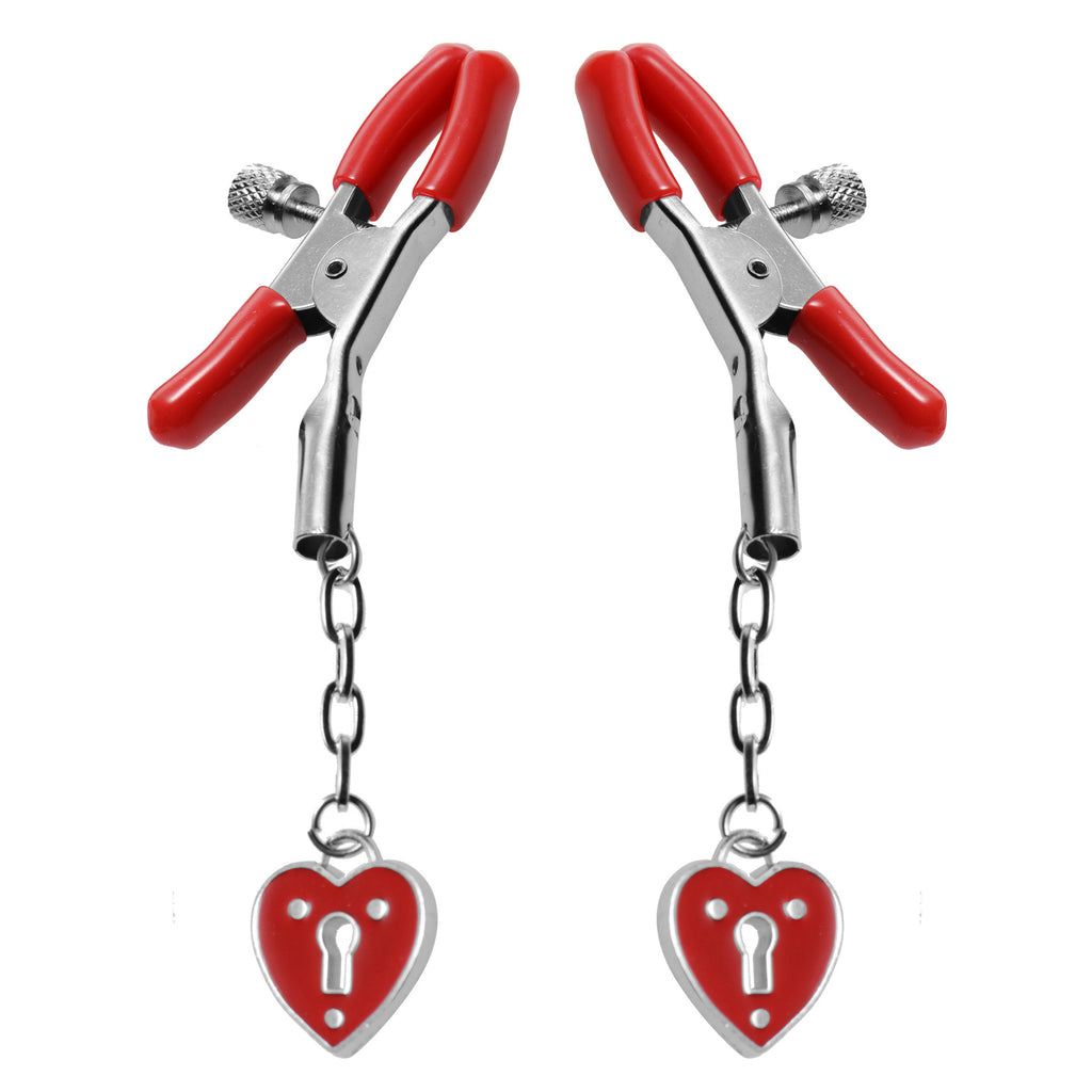 Captive Heart Padlock Nipple Clamps