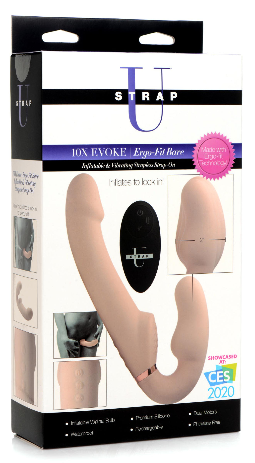Strap U Inflatable Vibrating Silicone Ergo Fit Strapless Strap-On