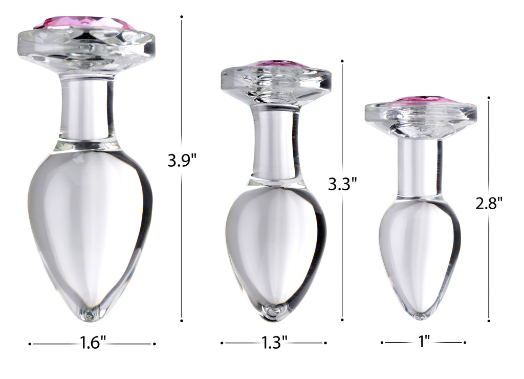 Booty Sparks Pink Gem Glass Anal Plug-Medium