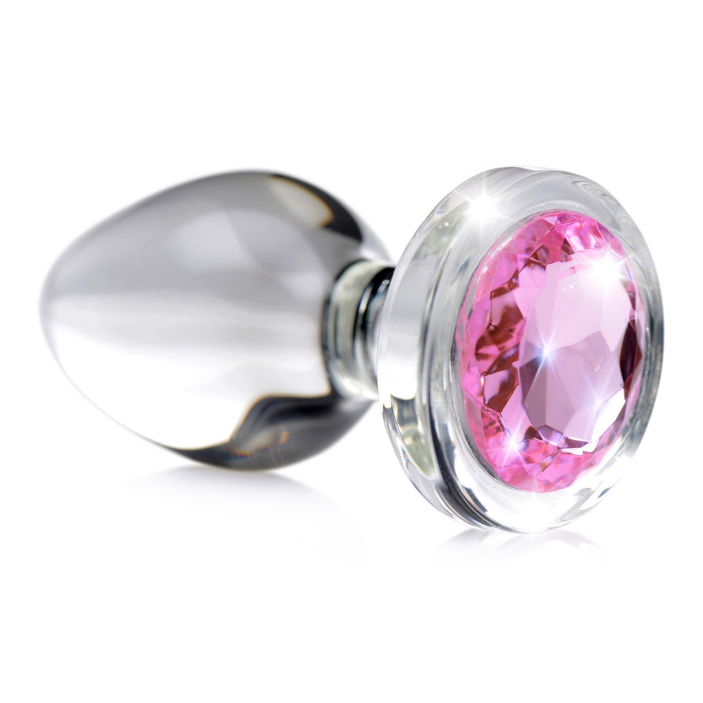 Booty Sparks Pink Gem Glass Anal Plug-Medium