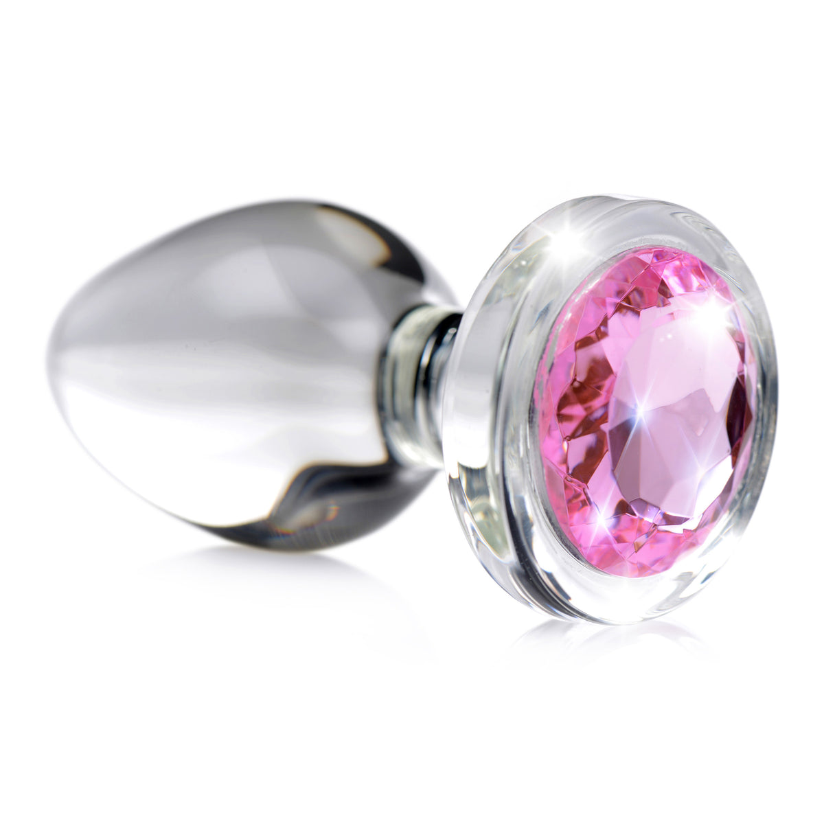 Booty Sparks Pink Gem Glass Anal Plug-Medium
