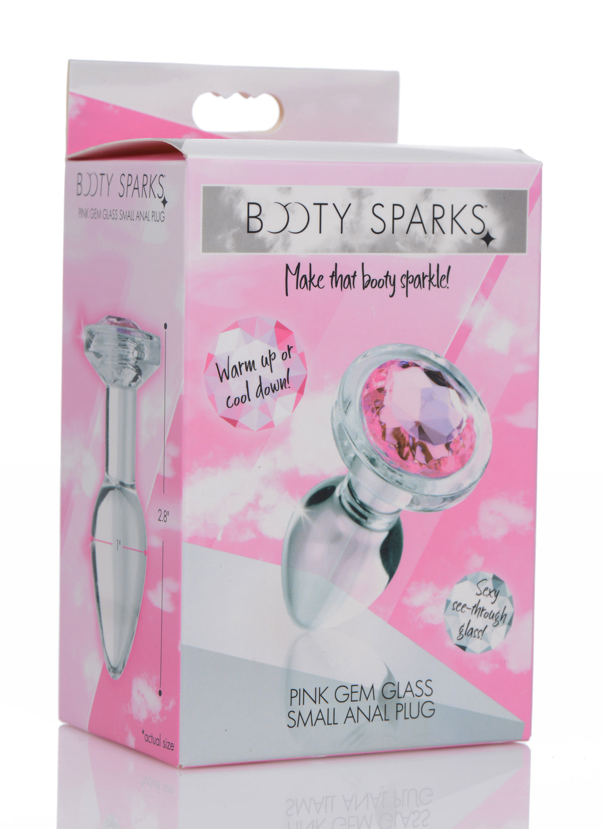 Booty Sparks Pink Gem Glass Anal Plug-Small