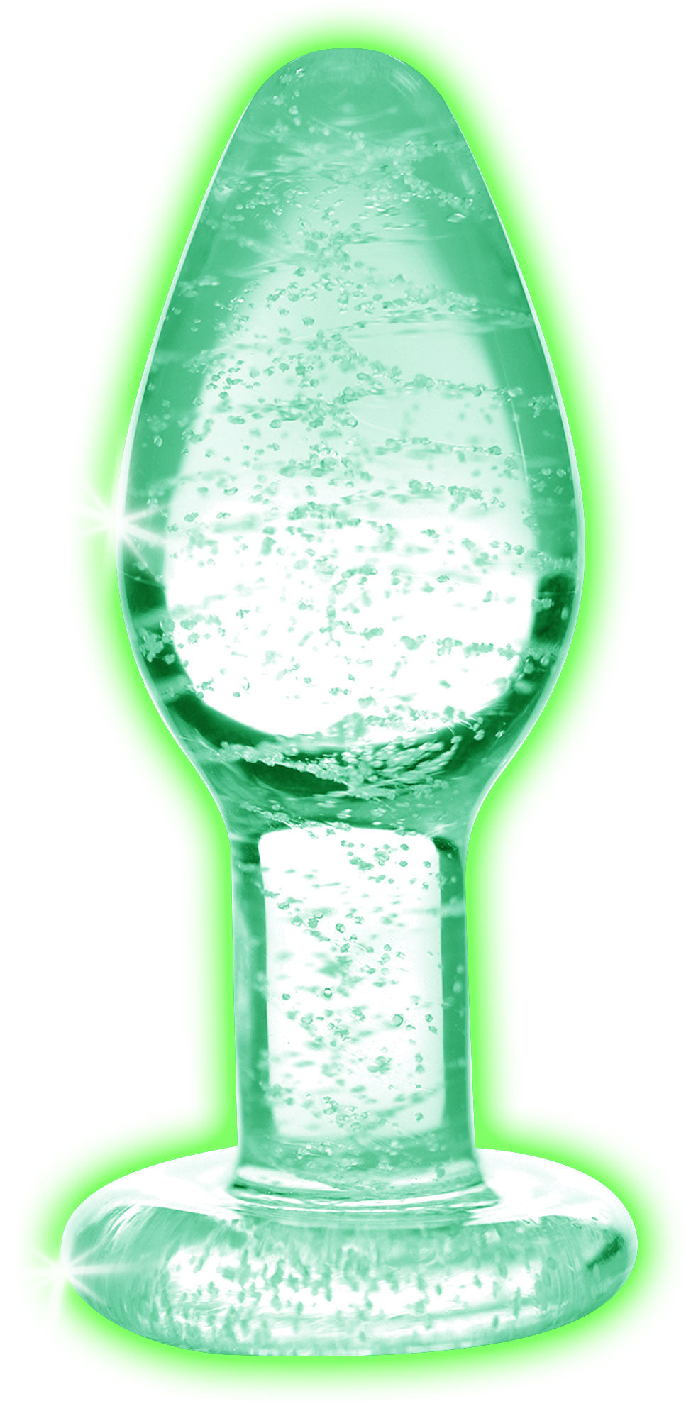 Booty Sparks Glow-In-The-Dark Glass Anal Plug-Small