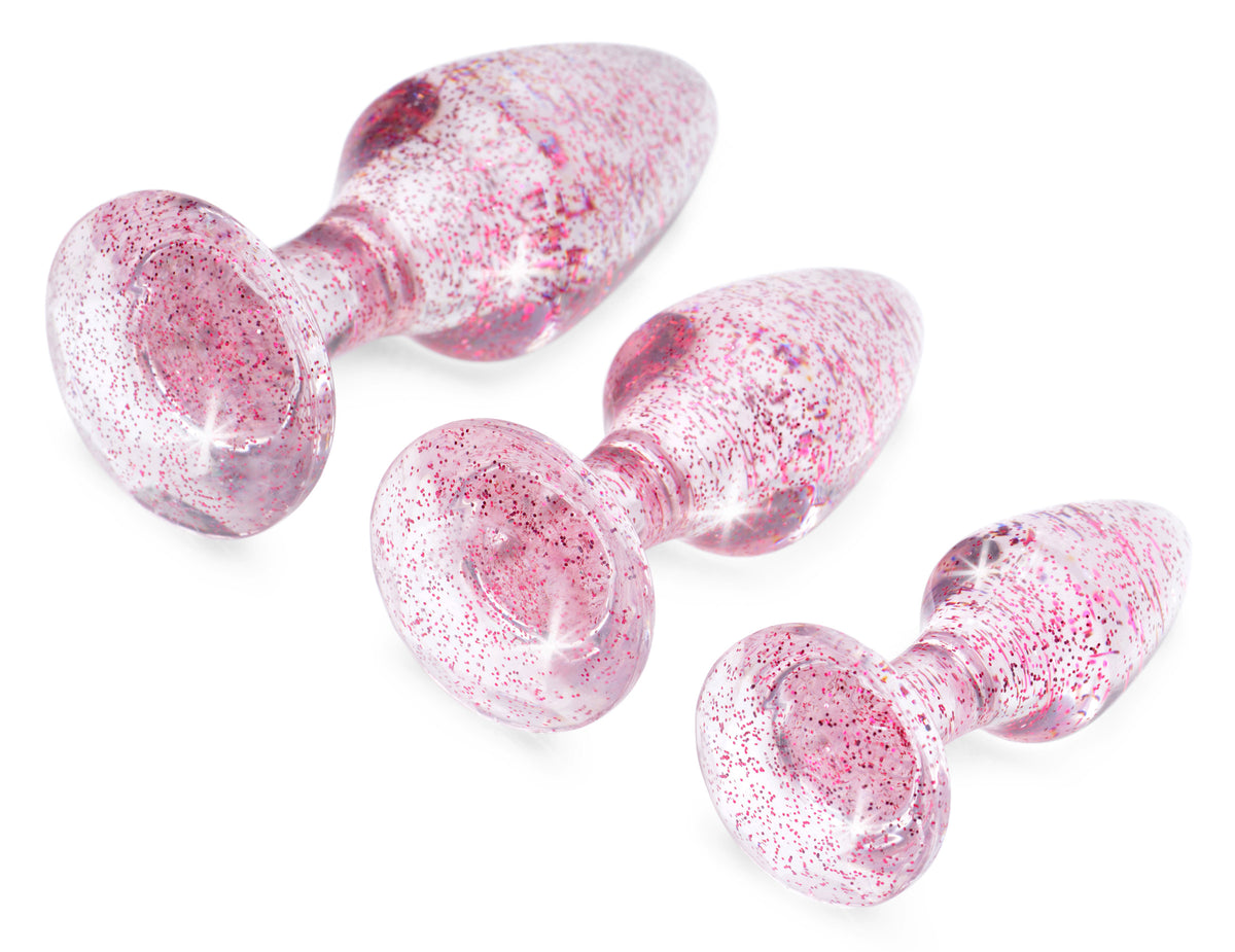 Booty Sparks Glitter Gem Anal Plug Set-Pink