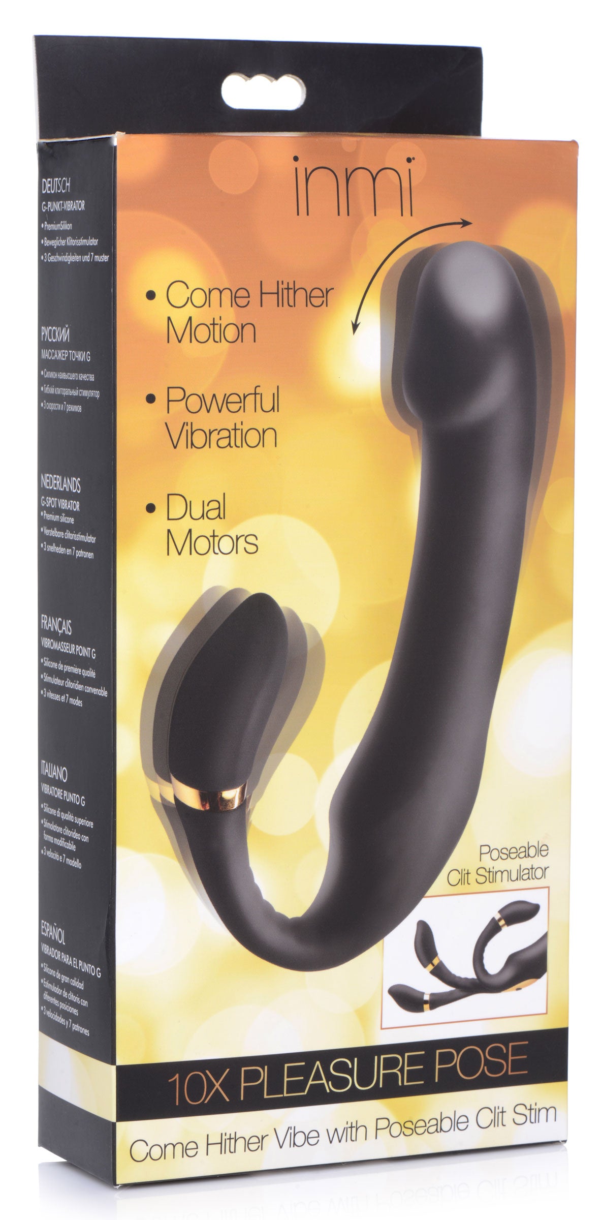Inmi 10x Pleasure Pose Come Hither Silicone Vibrator with Poseable Clit Stim