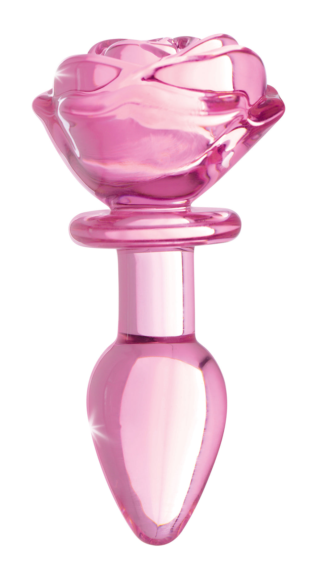 Booty Sparks Pink Rose Glass Anal Plug-Small