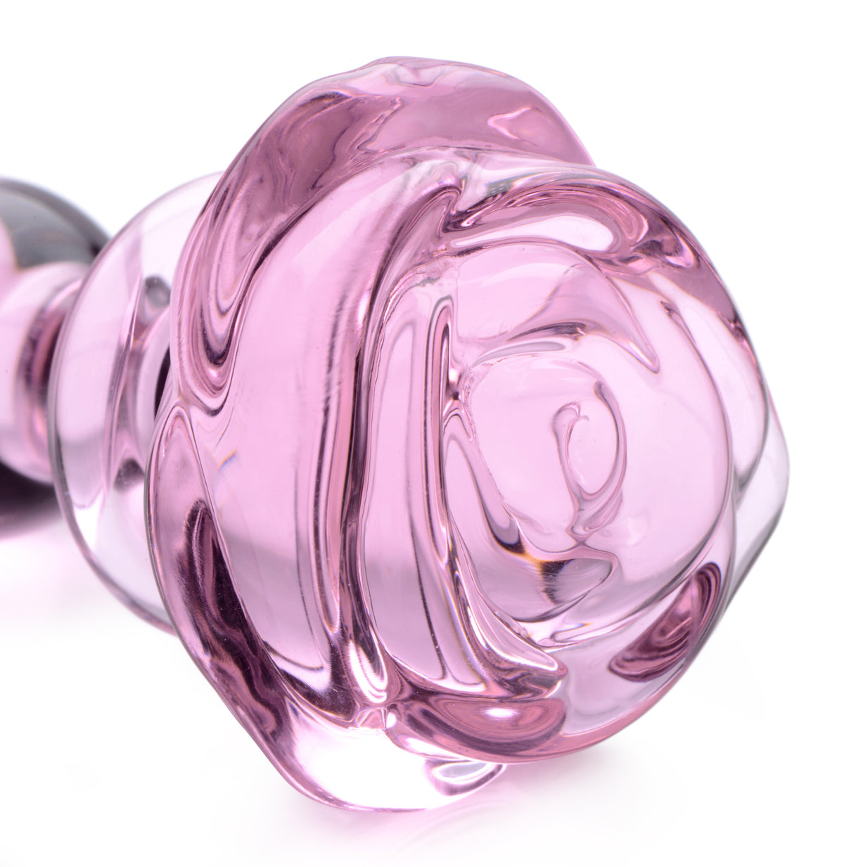 Booty Sparks Pink Rose Glass Anal Plug-Small