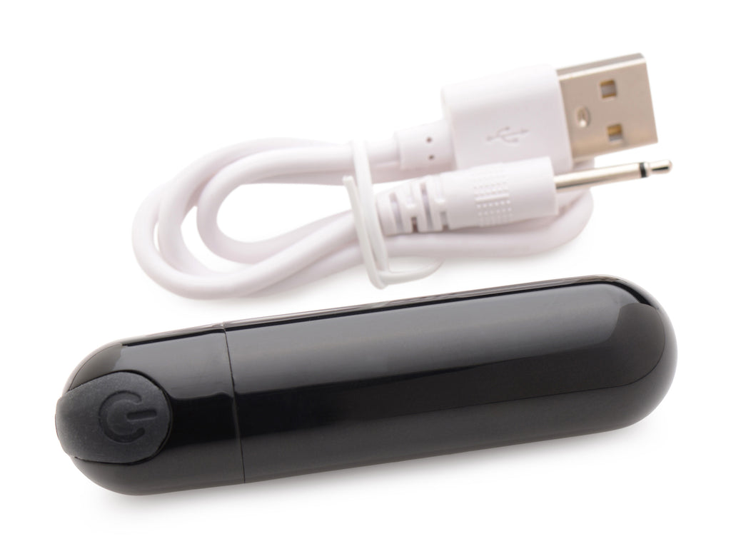 Bang! 10X Rechargeable Vibrating Metallic Bullet-Black