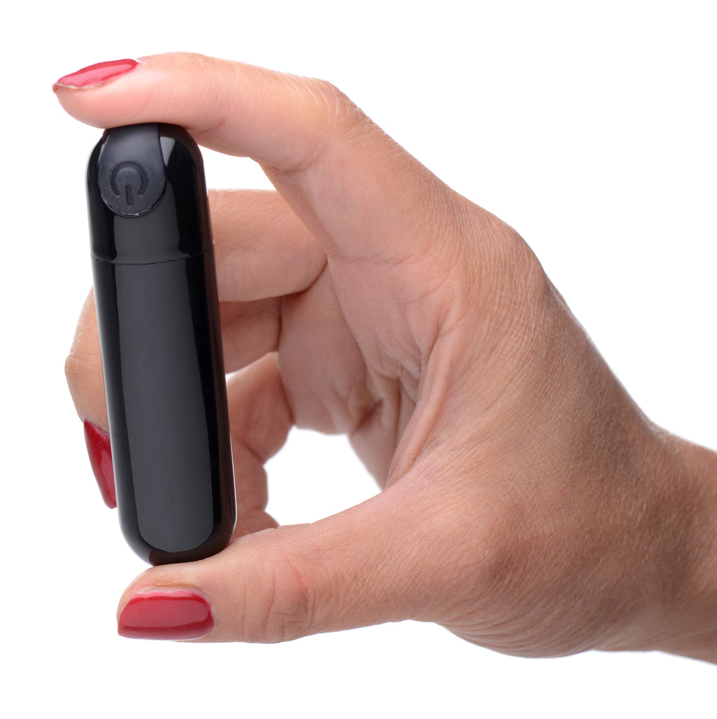 Bang! 10X Rechargeable Vibrating Metallic Bullet-Black