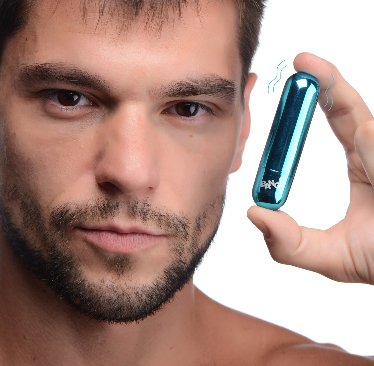 Bang! 10X Rechargeable Vibrating Metallic Bullet-Blue