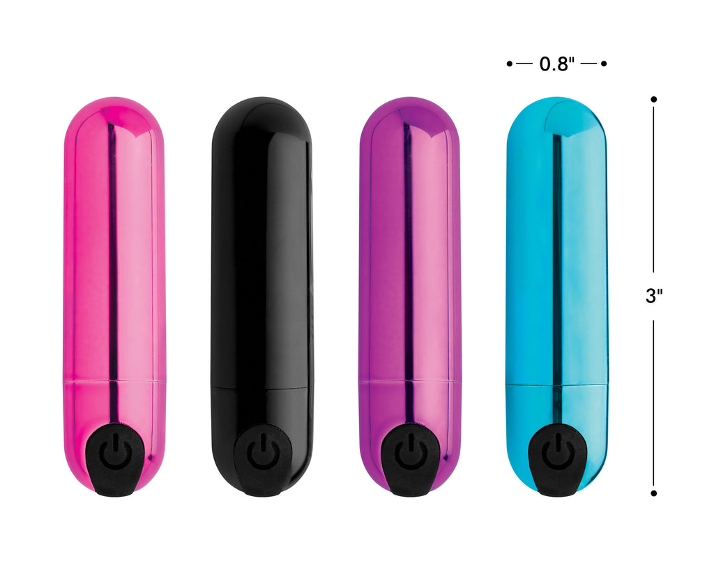Bang! 10X Rechargeable Vibrating Metallic Bullet-Black