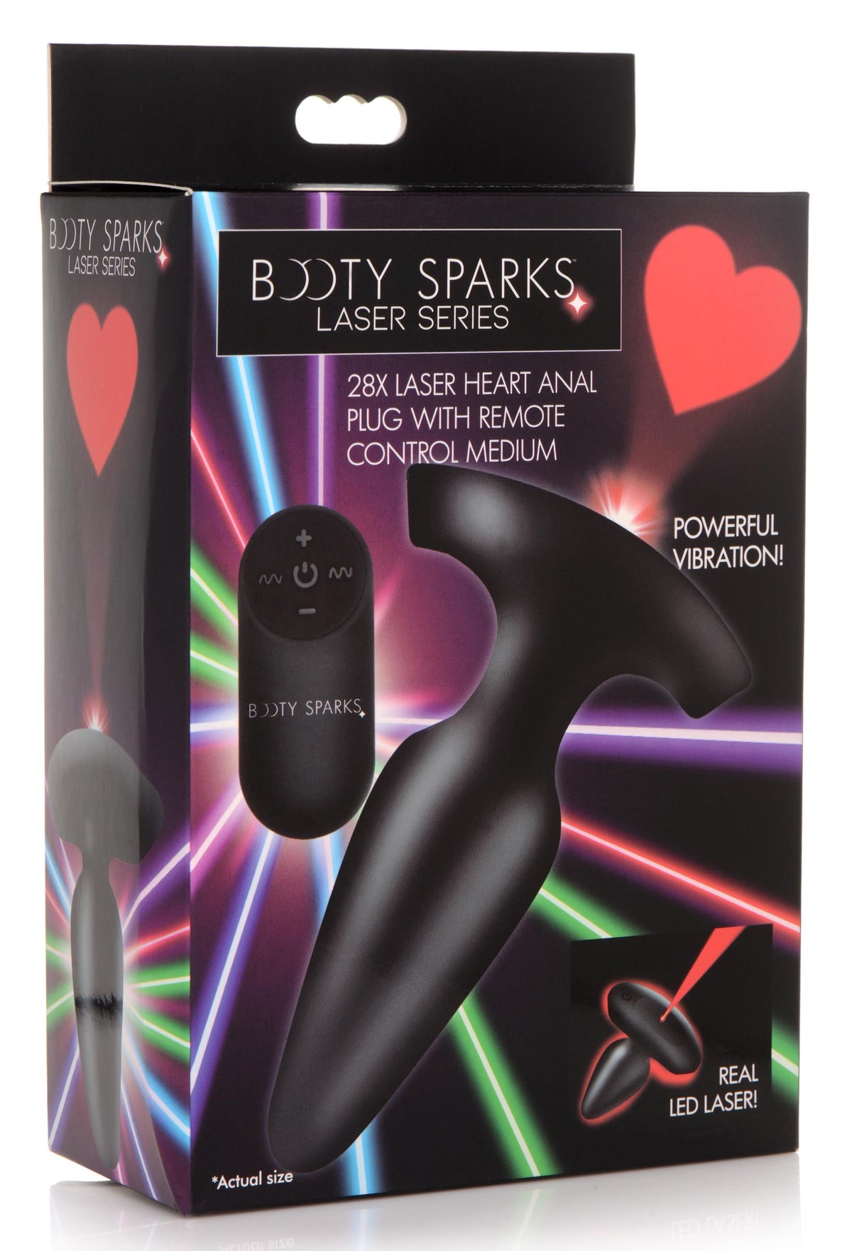 28X Laser Heart Silicone Anal Plug with Remote – Large