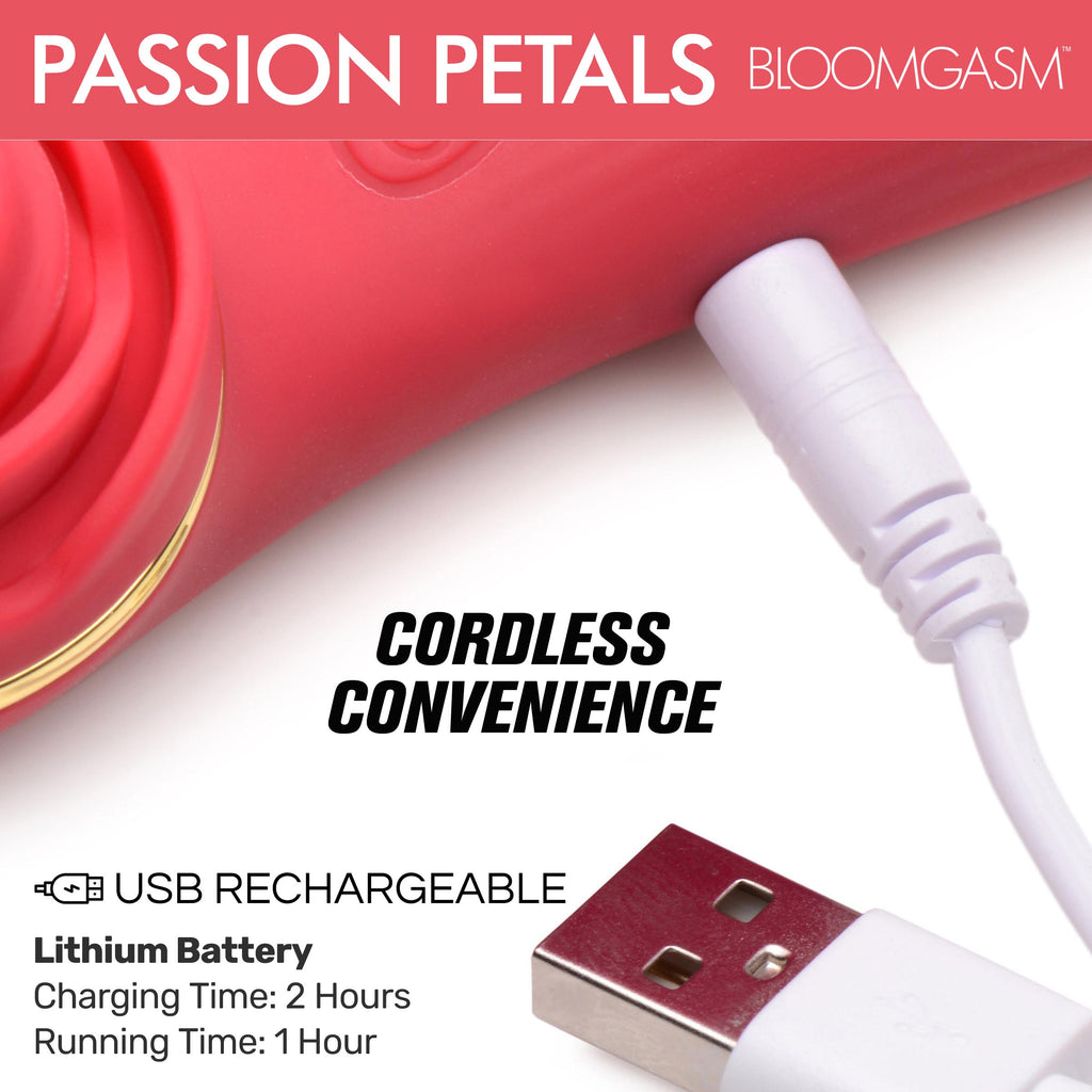 Bloomgasm Passion Petals 10X Silicone Suction Rose Vibrator-Red