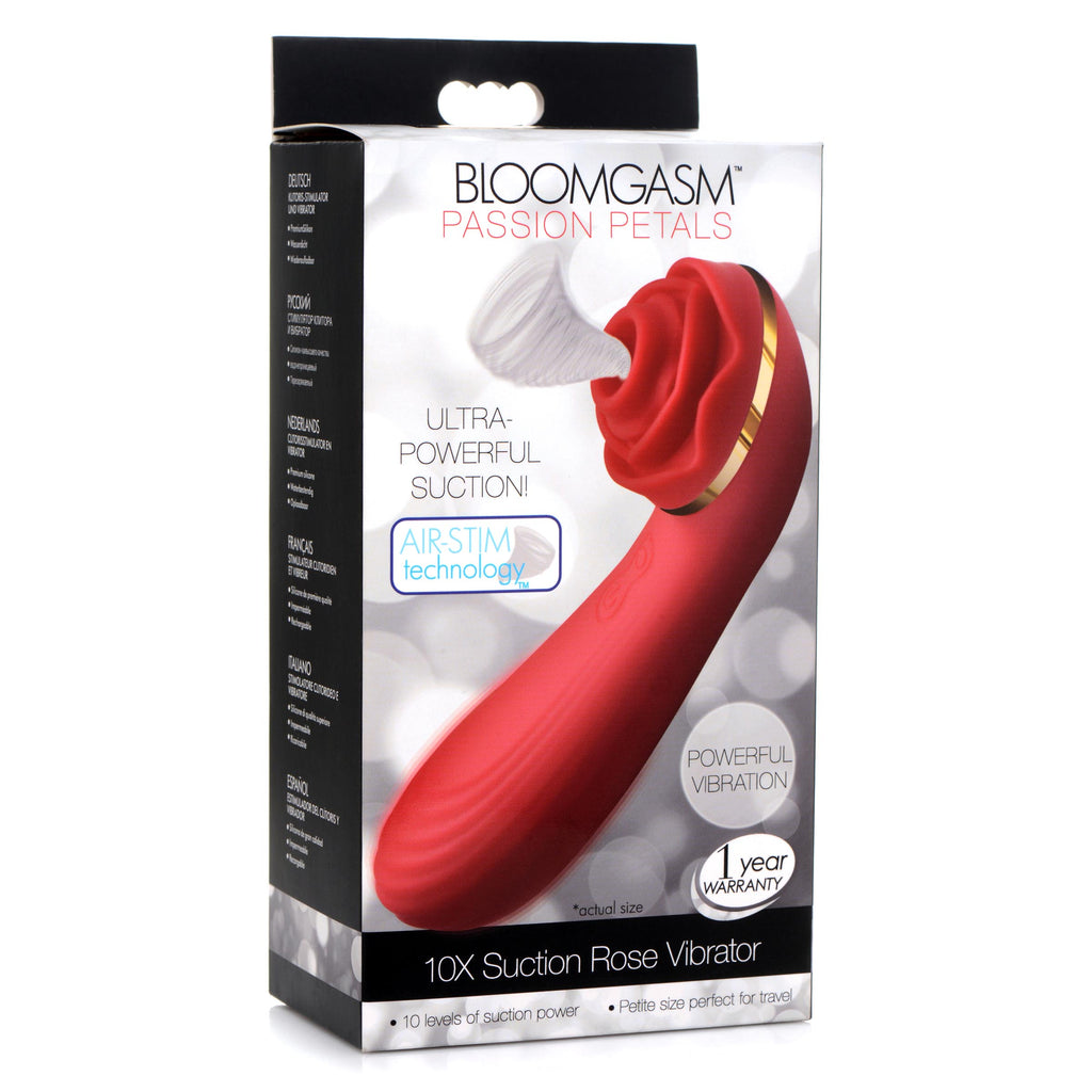 Bloomgasm Passion Petals 10X Silicone Suction Rose Vibrator-Red
