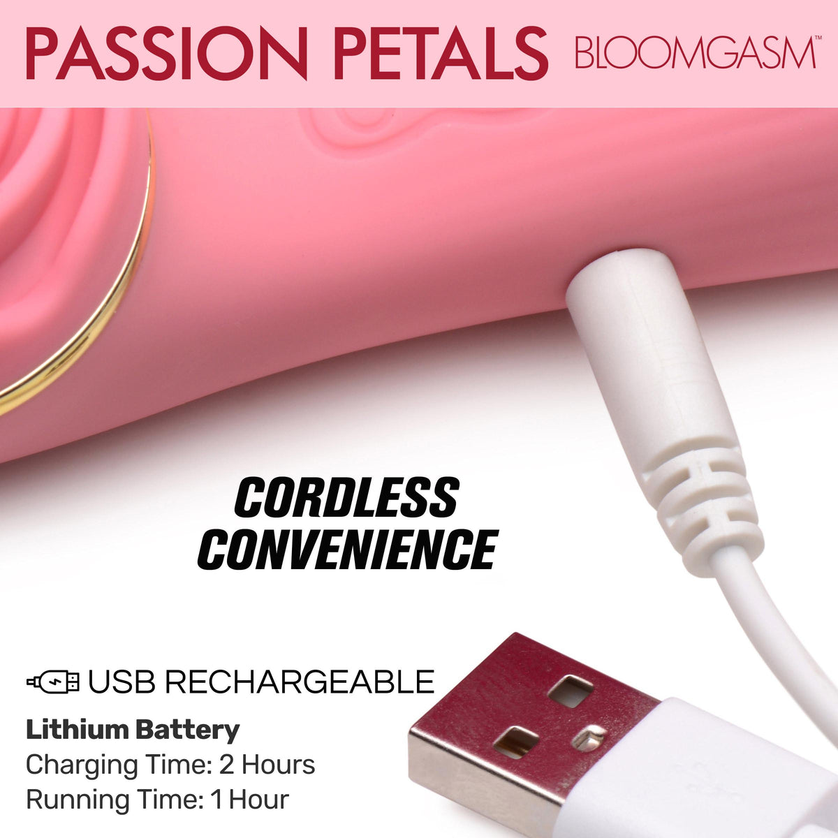 Bloomgasm Passion Petals 10X Silicone Suction Rose Vibrator-Pink