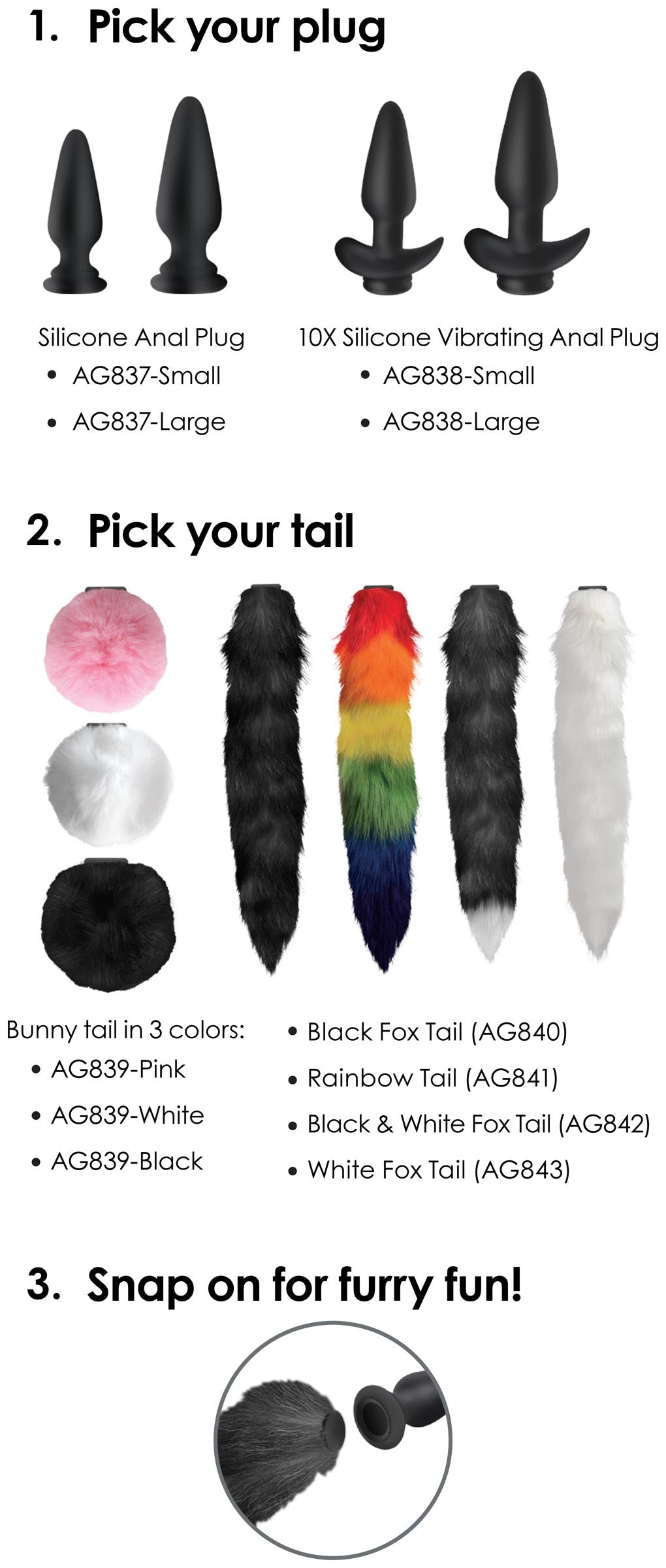 Tailz Vibrating Anal Plug & 3 Tails with Remote Control