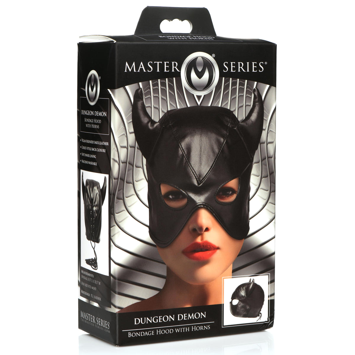 Master Series Dungeon Demon Bondage Hood with Horns