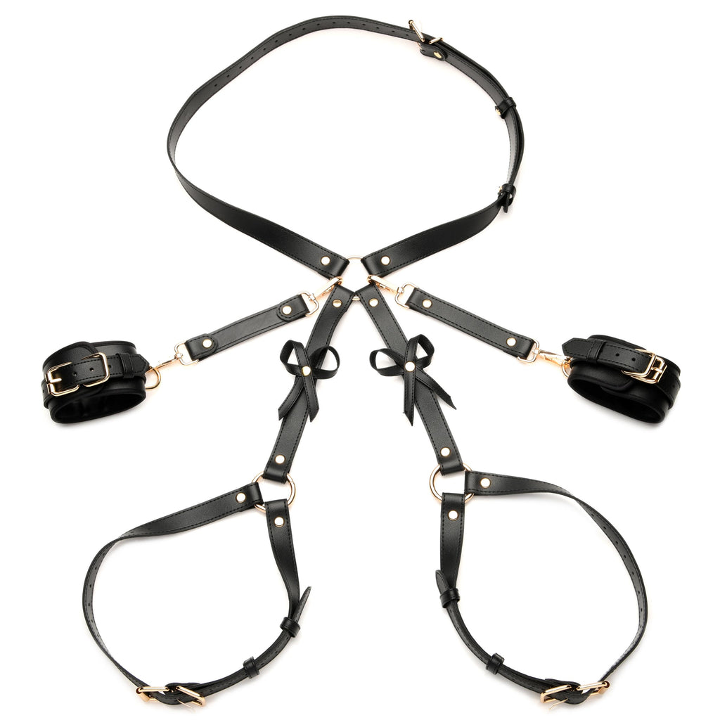 Strict Bondage Harness with Bows-Black M/L