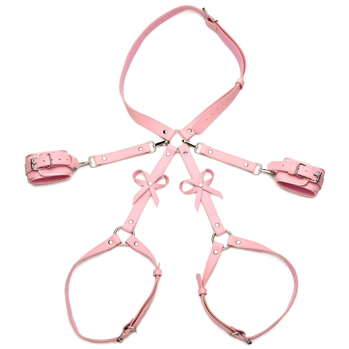 Strict Bondage Harness with Bows-Pink M/L